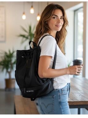 Beyond Yoga Black Drawstring convertible gym bag